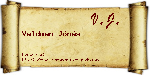 Valdman Jónás névjegykártya